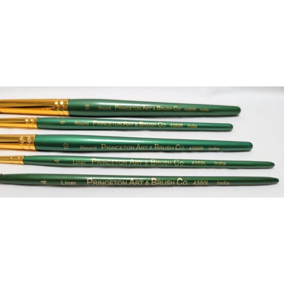 Lot of 6 Princeton Art & Brush Co Lauren Series Clear Green Handle Paint Brushes - Picture 3 of 3
